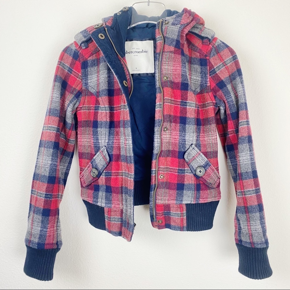 ABERCROMBIE Kids Winter Hoodie Jacket Plaid Medium - Picture 6 of 6